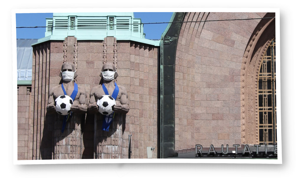 Central railway station celebrates Euro 2020, 16.6.2021